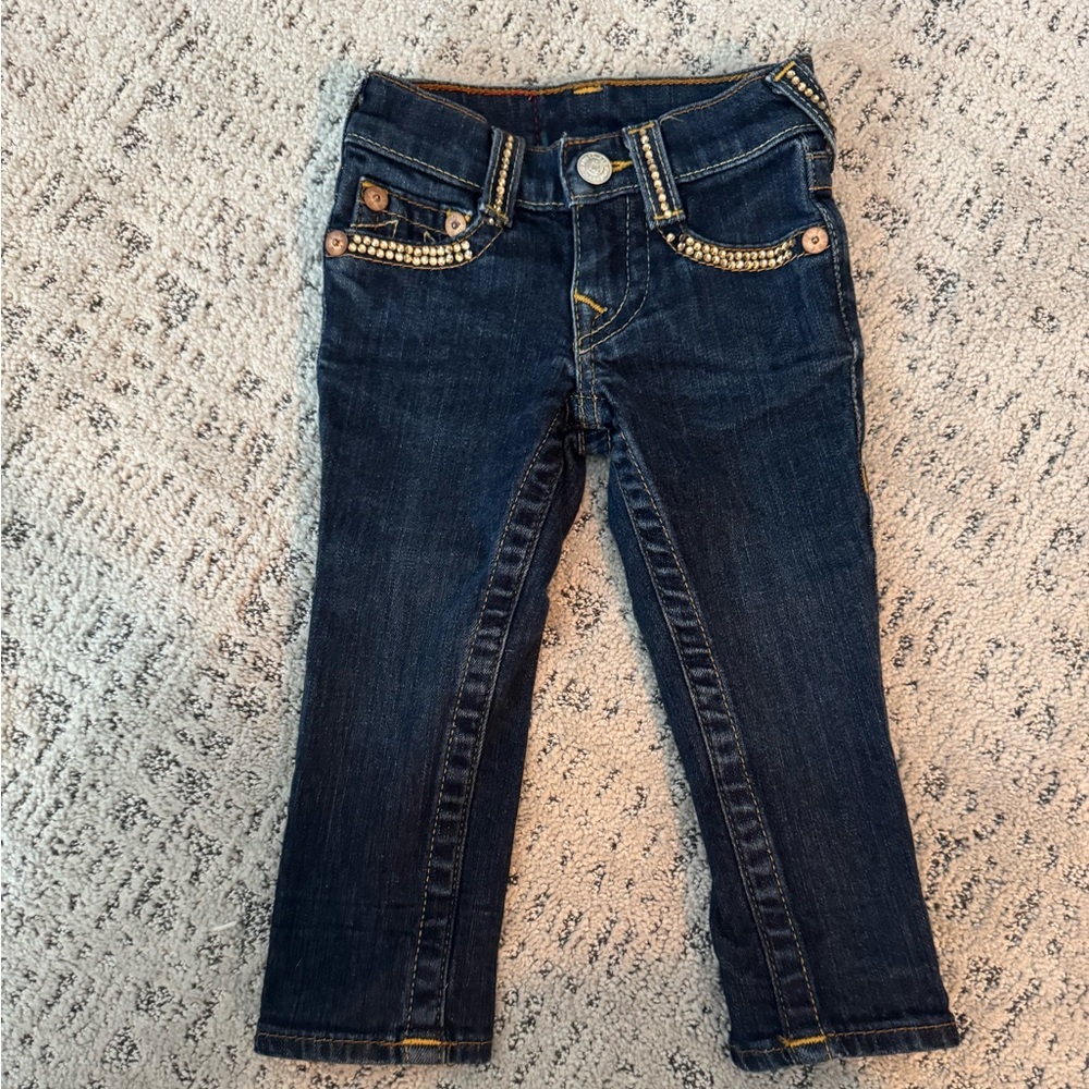 True Religion Dark Blue Kids Jeans with Studded Details